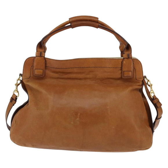 Chloe Margaret Hand Bag Leather 2way Brown Gold Auth BA7073