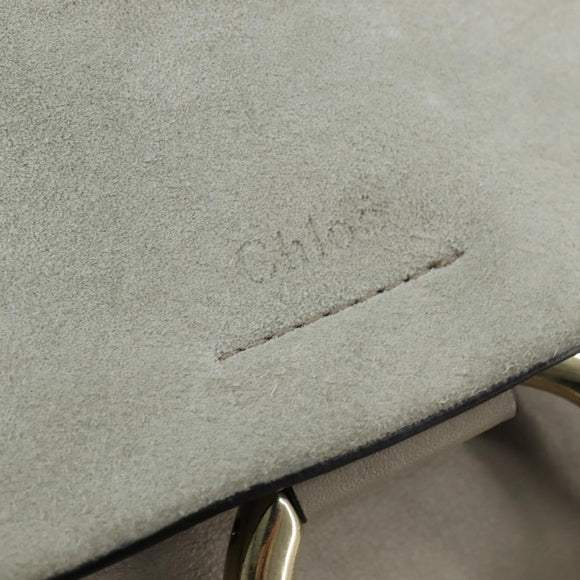 Chloe Fay Shoulder Bag Suede Leather Gray Gold Auth BA7076