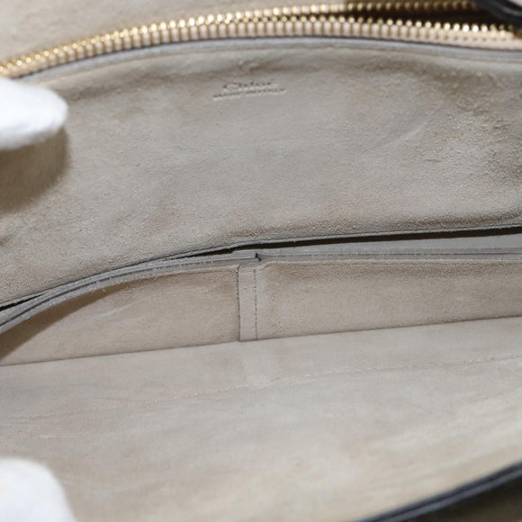 Chloe Fay Shoulder Bag Suede Leather Gray Gold Auth BA7076