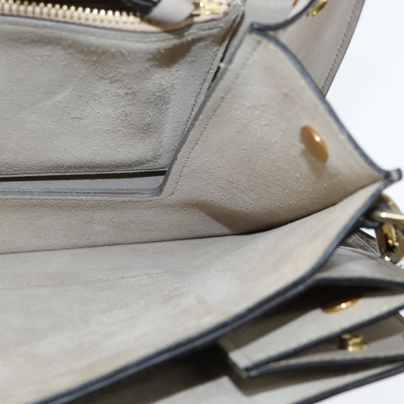 Chloe Fay Shoulder Bag Suede Leather Gray Gold Auth BA7076