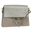 Chloe Fay Shoulder Bag Suede Leather Gray Gold Auth BA7076-1