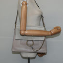 Chloe Fay Shoulder Bag Suede Leather Gray Gold Auth BA7076-23