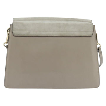 Chloe Fay Shoulder Bag Suede Leather Gray Gold Auth BA7076 - 0