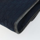 Christian Dior Trotter Canvas Shoulder Bag Navy Gold Auth BA7078-15