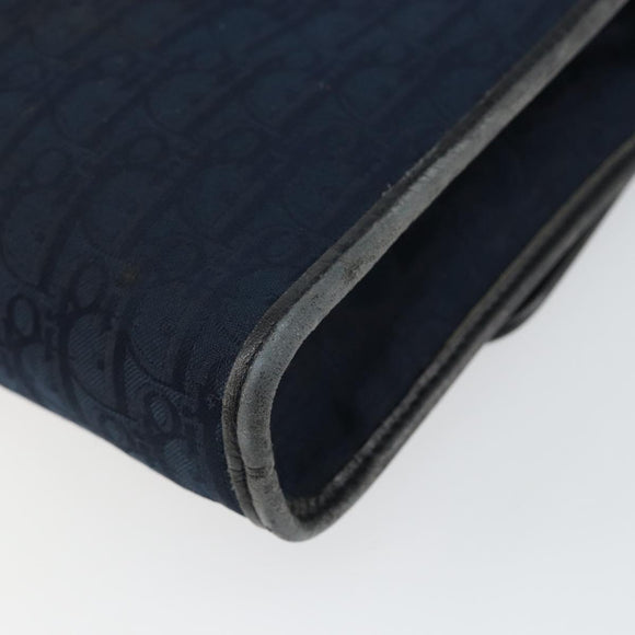 Christian Dior Trotter Canvas Shoulder Bag Navy Gold Auth BA7078