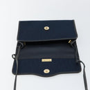 Christian Dior Trotter Canvas Shoulder Bag Navy Gold Auth BA7078-10