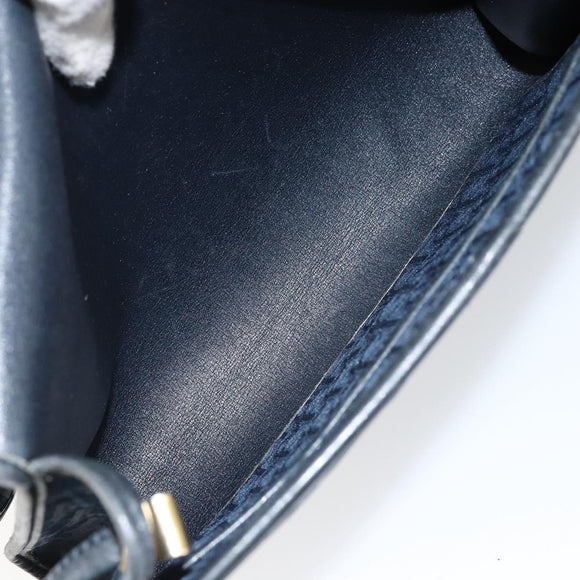 Christian Dior Trotter Canvas Shoulder Bag Navy Gold Auth BA7078