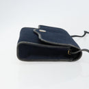 Christian Dior Trotter Canvas Shoulder Bag Navy Gold Auth BA7078-3