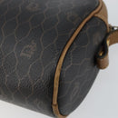 Christian Dior Honeycomb Canvas Shoulder Bag PVC Leather Black Gold Auth BA7079-15