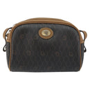 Christian Dior Honeycomb Canvas Shoulder Bag PVC Leather Black Gold Auth BA7079-13