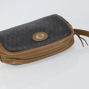 Christian Dior Honeycomb Canvas Shoulder Bag PVC Leather Black Gold Auth BA7079-6