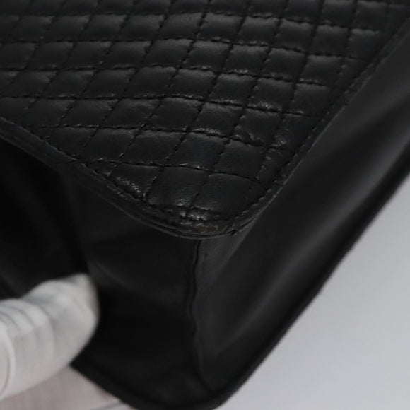BALLY Quilted Hand Bag Leather Black Auth BA708