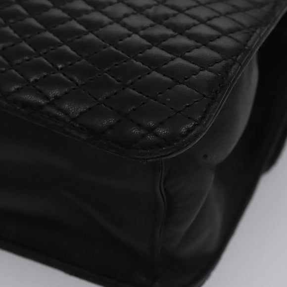 BALLY Quilted Hand Bag Leather Black Auth BA708