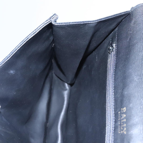 BALLY Quilted Hand Bag Leather Black Auth BA708