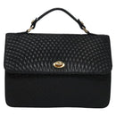 BALLY Quilted Hand Bag Leather Black Auth BA708-13