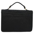 BALLY Quilted Hand Bag Leather Black Auth BA708-2