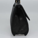 BALLY Quilted Hand Bag Leather Black Auth BA708-4