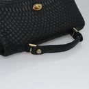 BALLY Quilted Hand Bag Leather Black Auth BA708-6