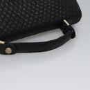 BALLY Quilted Hand Bag Leather Black Auth BA708-7