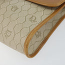 Christian Dior Honeycomb Canvas Shoulder Bag PVC Leather Beige Gold Auth BA7080-9