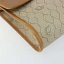 Christian Dior Honeycomb Canvas Shoulder Bag PVC Leather Beige Gold Auth BA7080-14