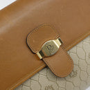 Christian Dior Honeycomb Canvas Shoulder Bag PVC Leather Beige Gold Auth BA7080-17