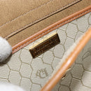 Christian Dior Honeycomb Canvas Shoulder Bag PVC Leather Beige Gold Auth BA7080-18