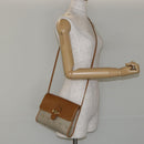 Christian Dior Honeycomb Canvas Shoulder Bag PVC Leather Beige Gold Auth BA7080-22