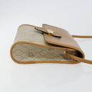 Christian Dior Honeycomb Canvas Shoulder Bag PVC Leather Beige Gold Auth BA7080-3