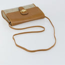 Christian Dior Honeycomb Canvas Shoulder Bag PVC Leather Beige Gold Auth BA7080-7