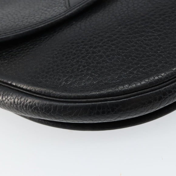 Christian Dior Shoulder Bag Leather Black Gold Auth BA7081