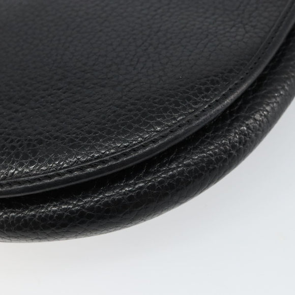 Christian Dior Shoulder Bag Leather Black Gold Auth BA7081