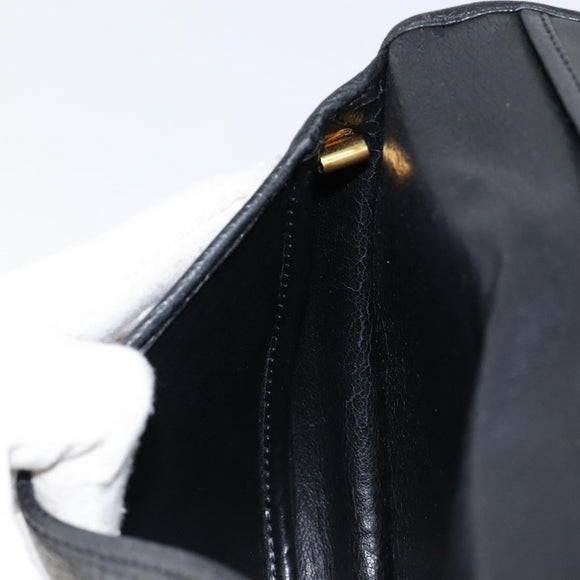 Christian Dior Shoulder Bag Leather Black Gold Auth BA7081