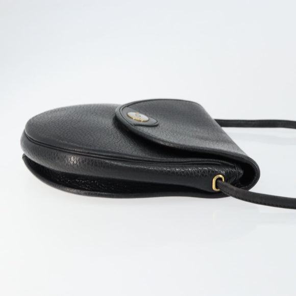 Christian Dior Shoulder Bag Leather Black Gold Auth BA7081