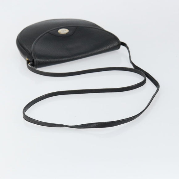 Christian Dior Shoulder Bag Leather Black Gold Auth BA7081