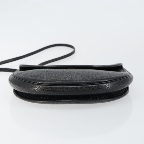 Christian Dior Shoulder Bag Leather Black Gold Auth BA7081