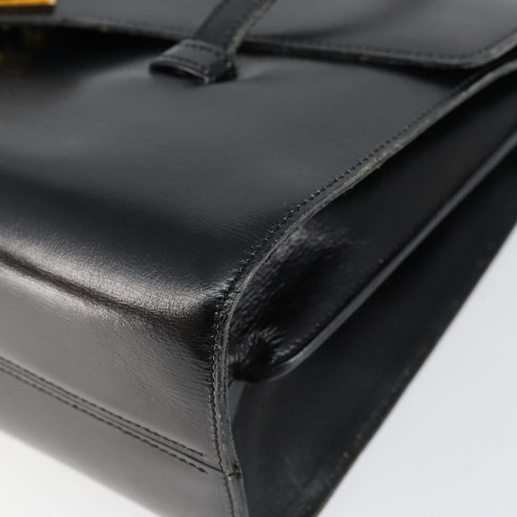 Christian Dior Shoulder Bag Leather Black Gold Auth BA7082