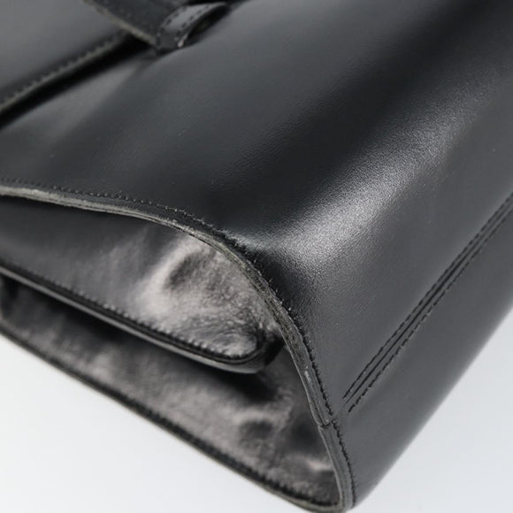 Christian Dior Shoulder Bag Leather Black Gold Auth BA7082