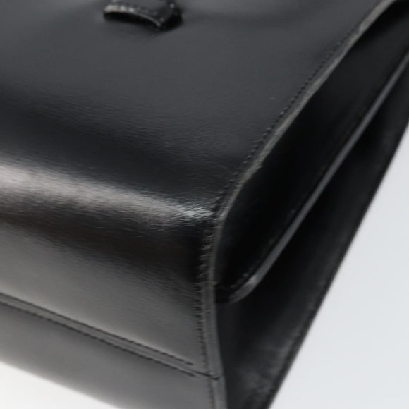 Christian Dior Shoulder Bag Leather Black Gold Auth BA7082