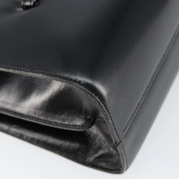 Christian Dior Shoulder Bag Leather Black Gold Auth BA7082