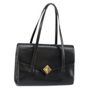 Christian Dior Shoulder Bag Leather Black Gold Auth BA7082-1