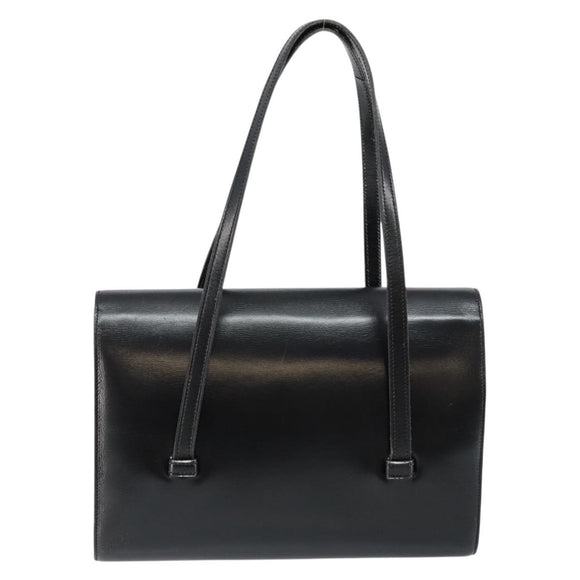 Christian Dior Shoulder Bag Leather Black Gold Auth BA7082