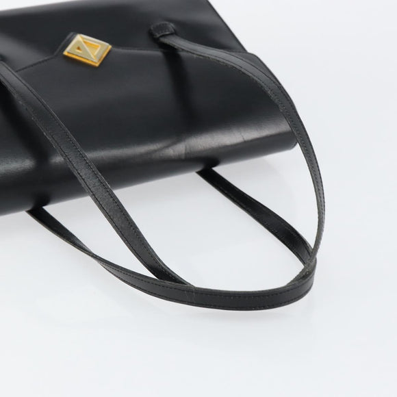 Christian Dior Shoulder Bag Leather Black Gold Auth BA7082