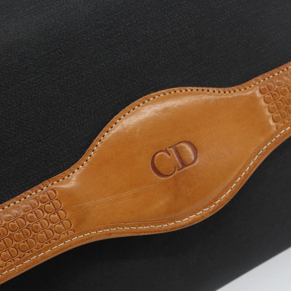 Christian Dior Shoulder Bag Leather Black Gold Auth BA7084