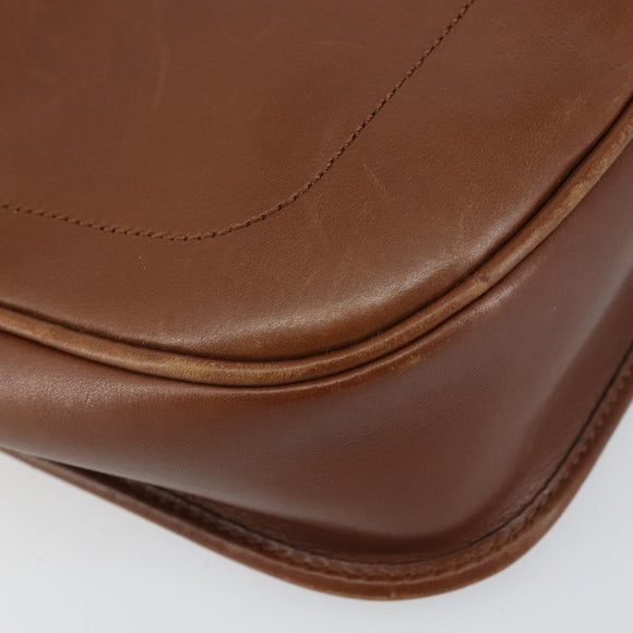 Christian Dior Shoulder Bag Leather Brown Gold Auth BA7085