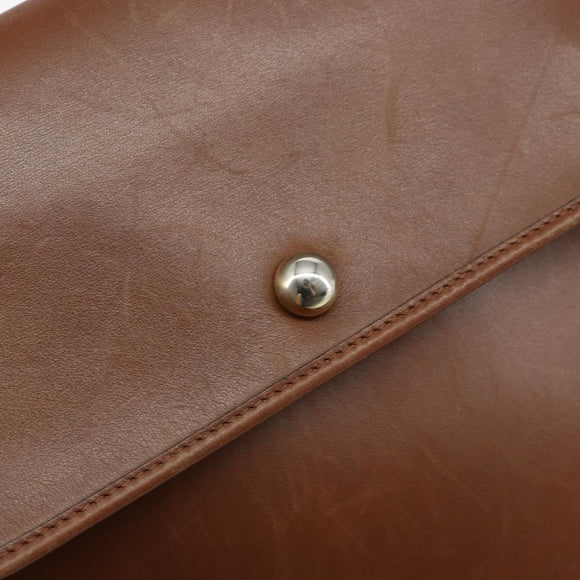 Christian Dior Shoulder Bag Leather Brown Gold Auth BA7085