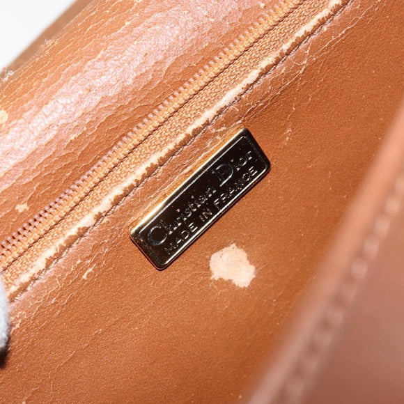 Christian Dior Shoulder Bag Leather Brown Gold Auth BA7085
