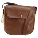 Christian Dior Shoulder Bag Leather Brown Gold Auth BA7085-1