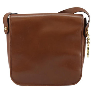Christian Dior Shoulder Bag Leather Brown Gold Auth BA7085 - 0
