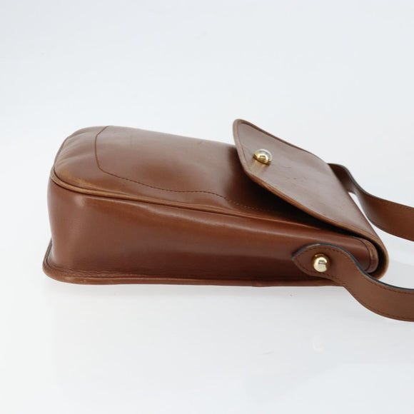 Christian Dior Shoulder Bag Leather Brown Gold Auth BA7085